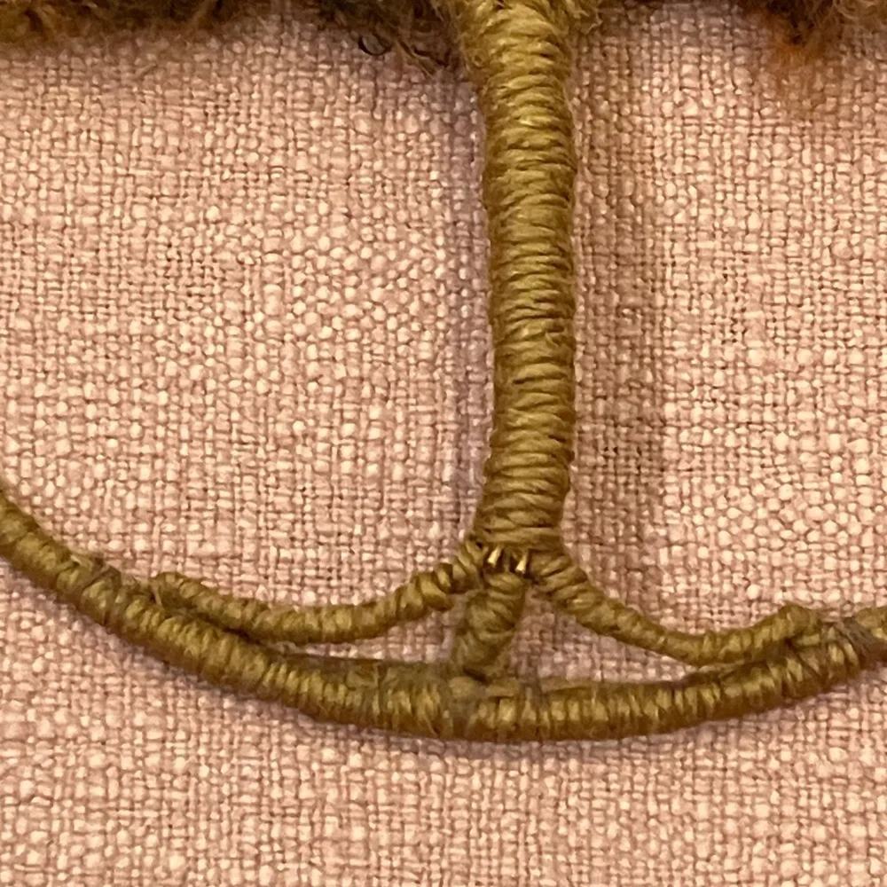 Vintage mohair fiber arts Handcrafted Tree hanging Wall Art with leather strap - Picture 3 of 9